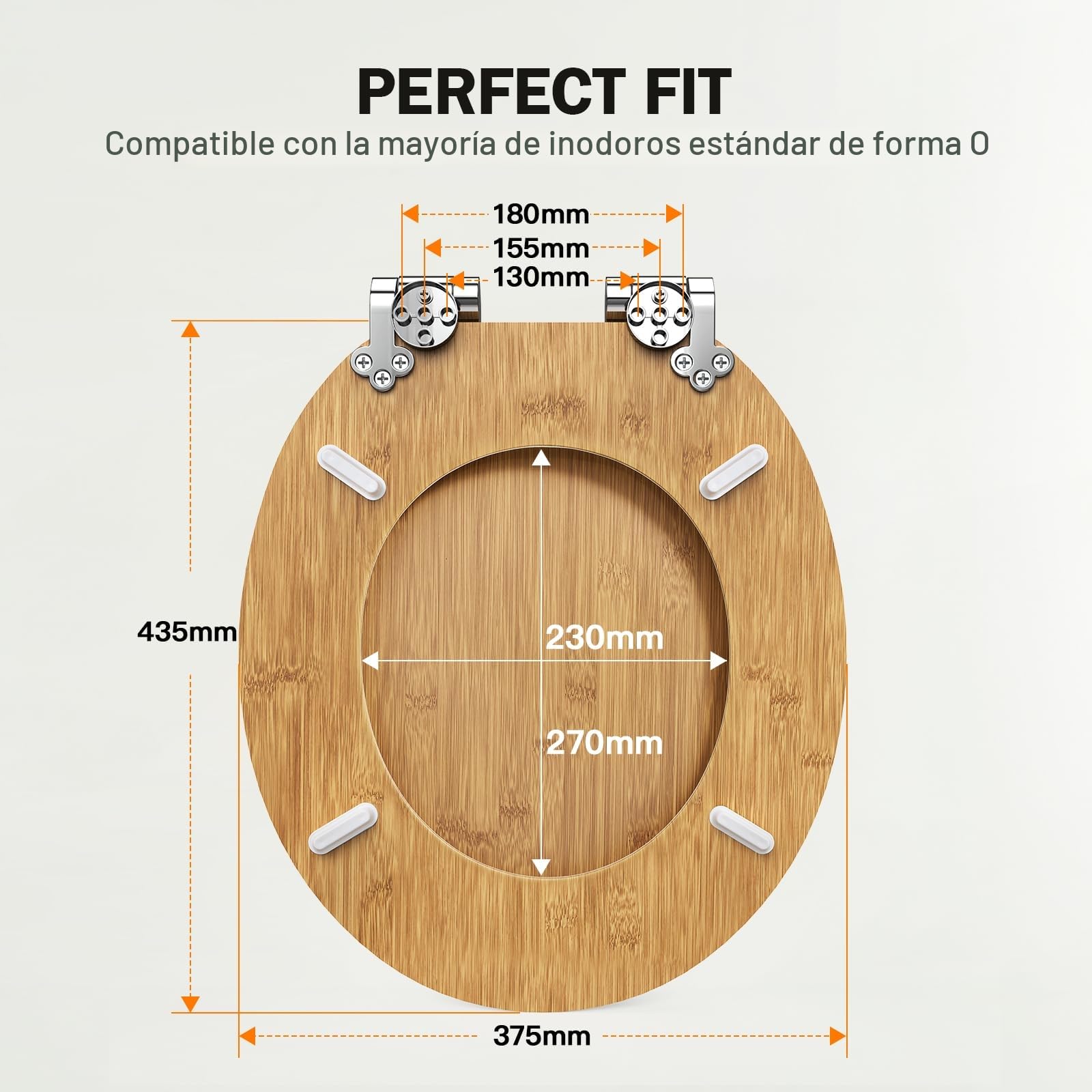 Pipishell tapa wc de Madera en Forma de O con Mecanismo de Cierre Suave y Bisagras de Metal Liso, tapadera wc universal de MDF de Cierre Lento, Fácil Montaje y Limpieza