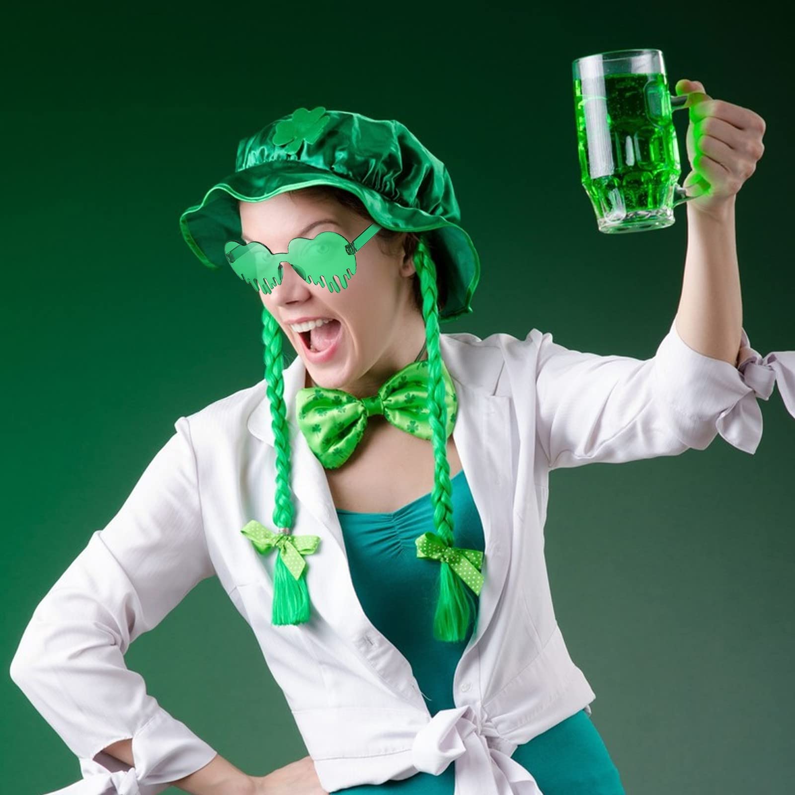 HOWAF 30 Pezzi San Patrizio Occhiali Verde Trifoglio Leprechaun Occhiali di Carta Photo Booth Festival Irlandesi Decorazione di Giorno di San Patrizio Costume Accessori per Bambini Adulti Uomo Donna
