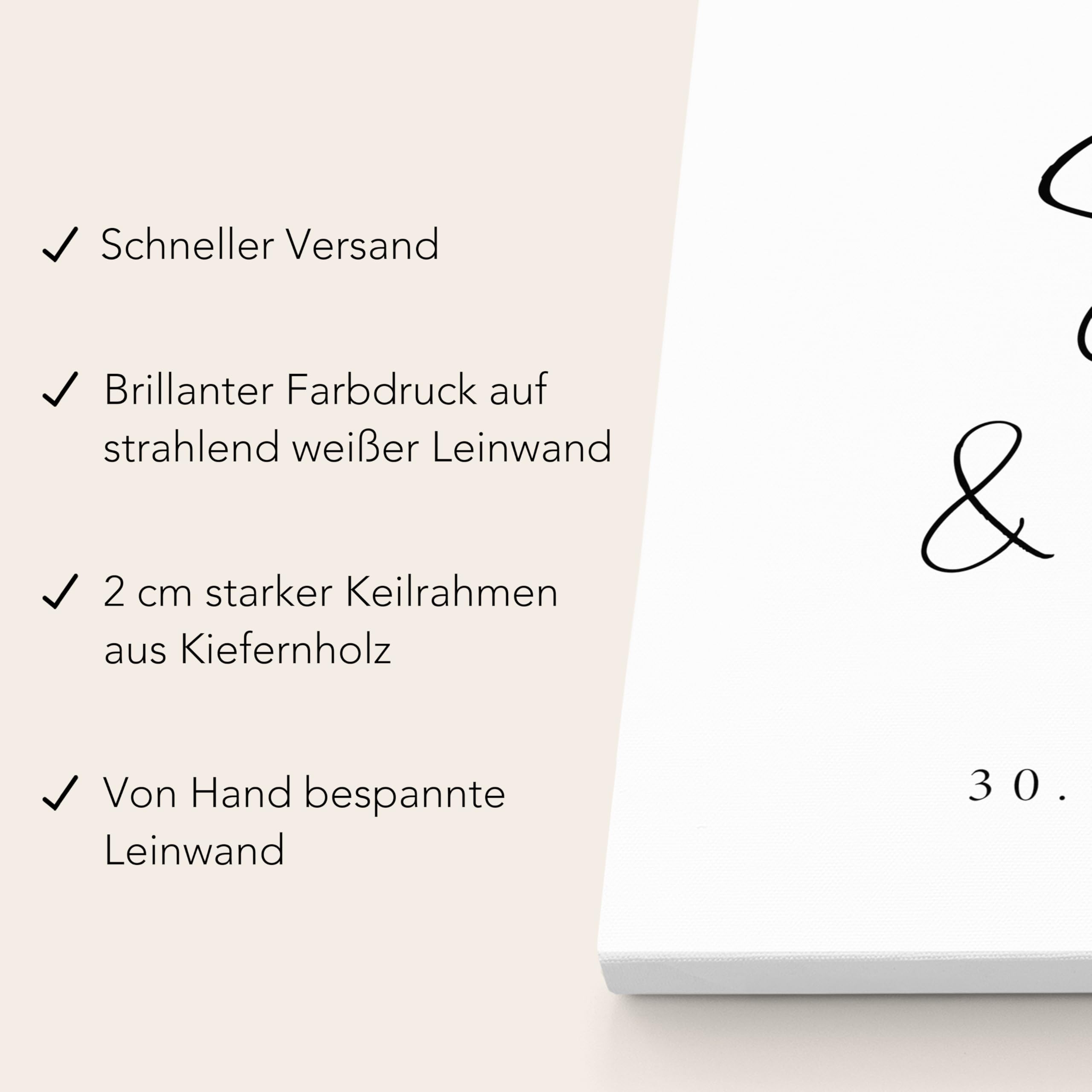 Willkommensschild Hochzeit Hochzeitsschild personalisierte Leinwand minimalistisch Herzlich Willkommen Schild Dekoration (40x60 cm | Ohne Staffelei)