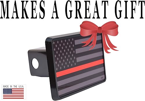 Miniatura 4 de Tapón de enganche de remolque con bandera de línea roja delgada de EE. UU., bomberos de EE. UU., Departamento de camiones de bomberos FD