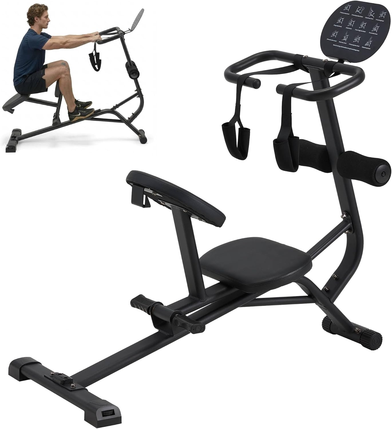 Total Body Stretching Machine for Flexibility - Heavy Duty Steel Back and Hamstring Stretcher with Integrated Exercise Guide, Safety Straps, and Adjustable Pedals - 350 Capacity for Home & Gym