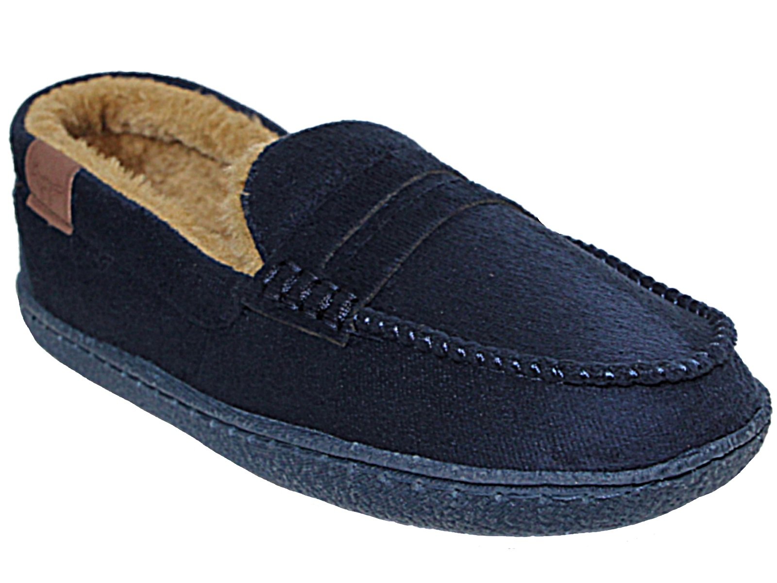 Mens New Hampshire Faux Suede Fur Lined Moccasin Slippers Shoes Size 7-12