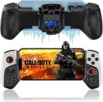 Joso Contrôleur de téléphone pour iPhone/Android avec refroidisseur, joystick de jeu mobile avec RGB Ventilateur de refroidissement, boutons de dos programmables / fonction Turbo, jouer à l'appel de Duty Mobile, Genshin Impact, Jeux MFi Arcade
