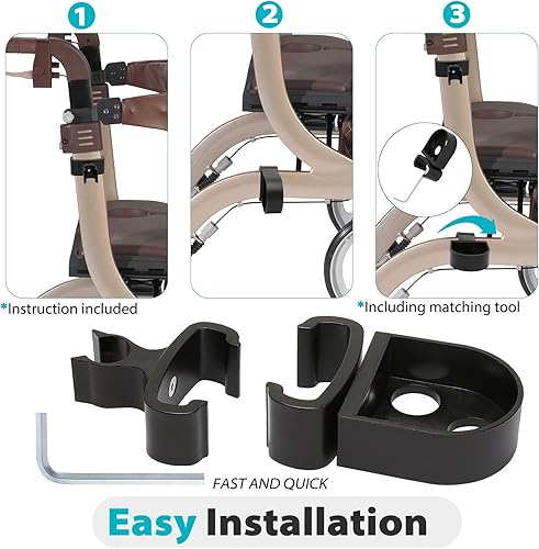 Miniatura 3 de Soporte de bastón para rodillos Nitro con marco plano, soporte para bastón de andador, soporte de muleta ajustable para sillas de ruedas, rodillos,