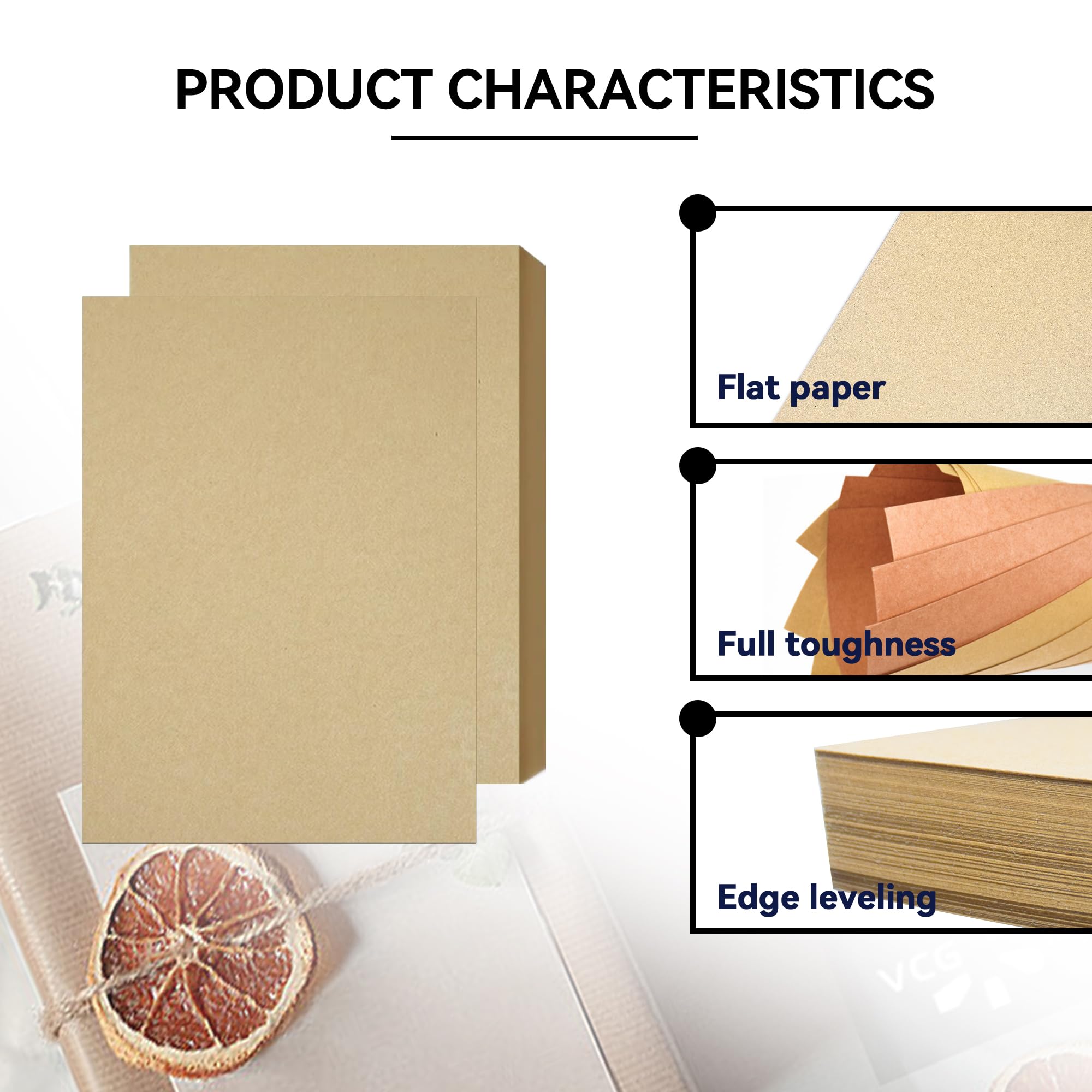YKUKIZEE 200 Sheets A4 Brown Kraft Paper Card, 160 GSM Thick Brown Card ...