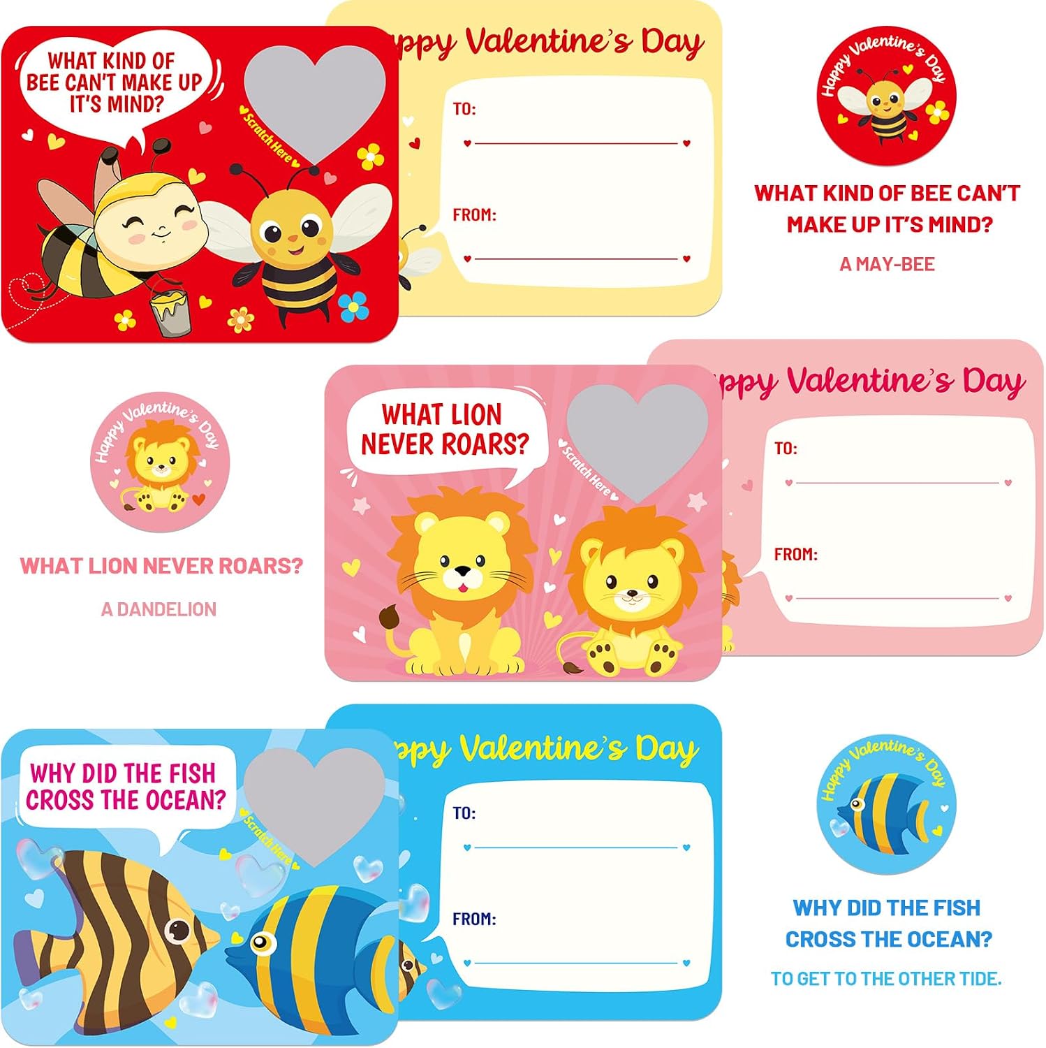 Fancy Land Scratch Off Valentine Cards Kids Joke Valentines Day Cards with Envelopes Stickers Funny Valentine Notecard for School Classroom Prize Party Favors Boys Girls Exchange Supplies 36Pcs image 4