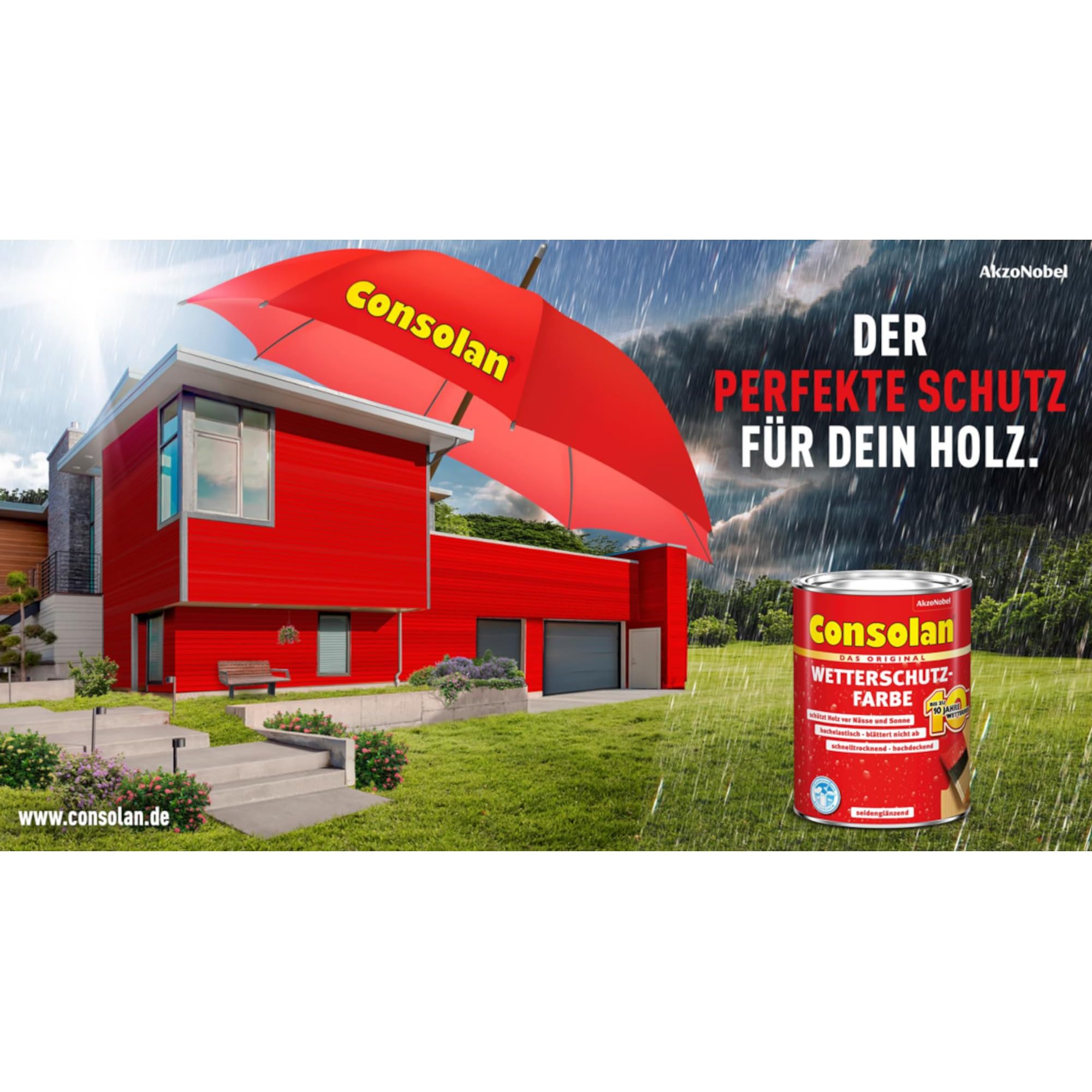 Consolan Peinture de protection contre les intempéries 2,5 l Jaune sable opaque Protection du bois extérieur