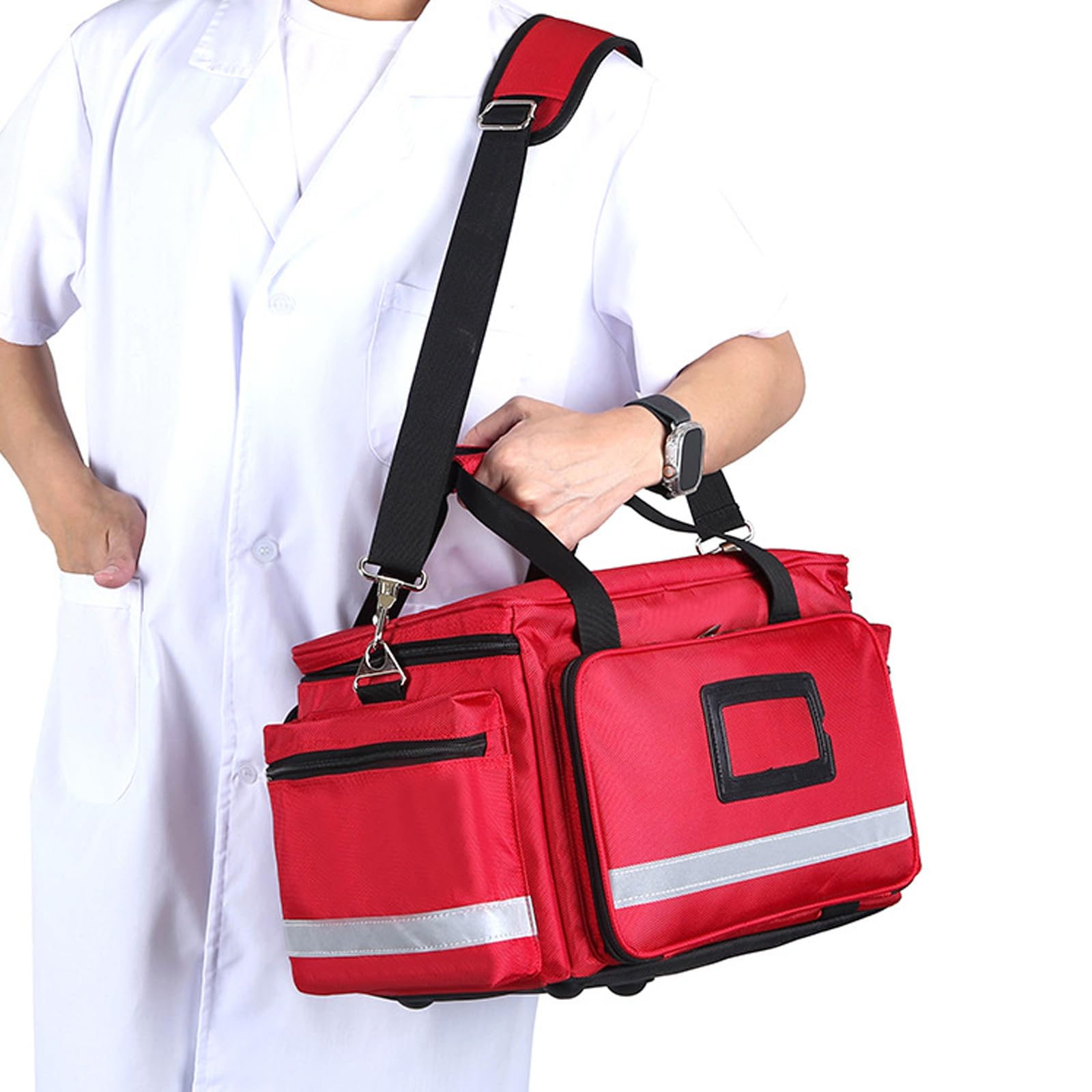 Bolsa de rescate de emergencia, bolsa de primeros auxilios con separadores interiores y ribete reflectante, fácil de almacenar para primeros auxilios, atención médica en el hogar, estudiantes de