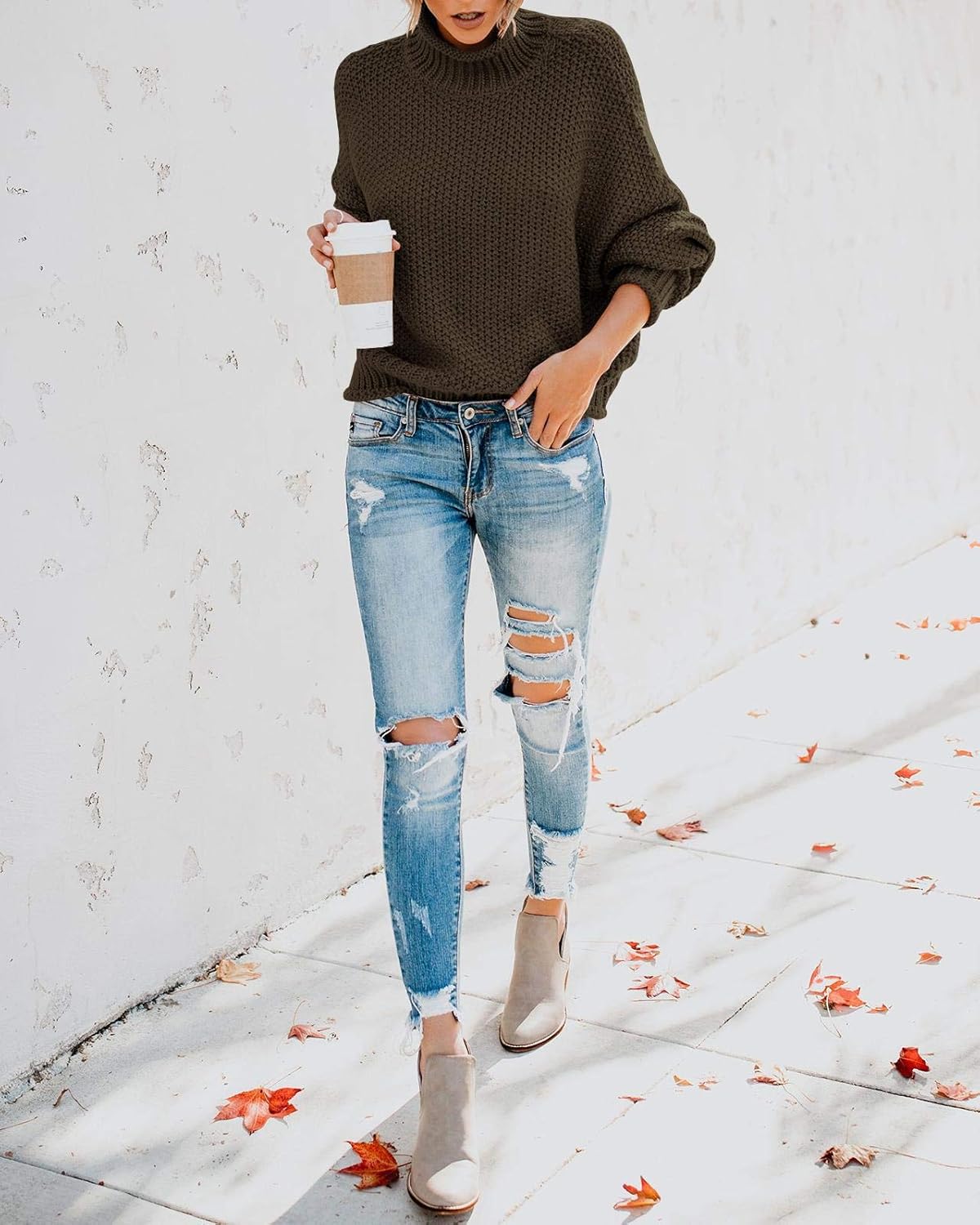 saodimallsu turtleneck oversized sweater