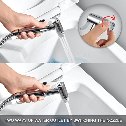 Miniatura 5 de Senhozi Cabezal rociador de inodoro de bidé, cromado, rociador de bidé de mano de acero inoxidable para inodoro, cabezal rociador de mano para baño