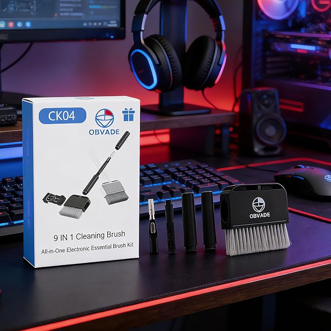 Kit de limpieza para teclado y laptop 9 en 1 con cepillo y extractor de teclas miniatura 7