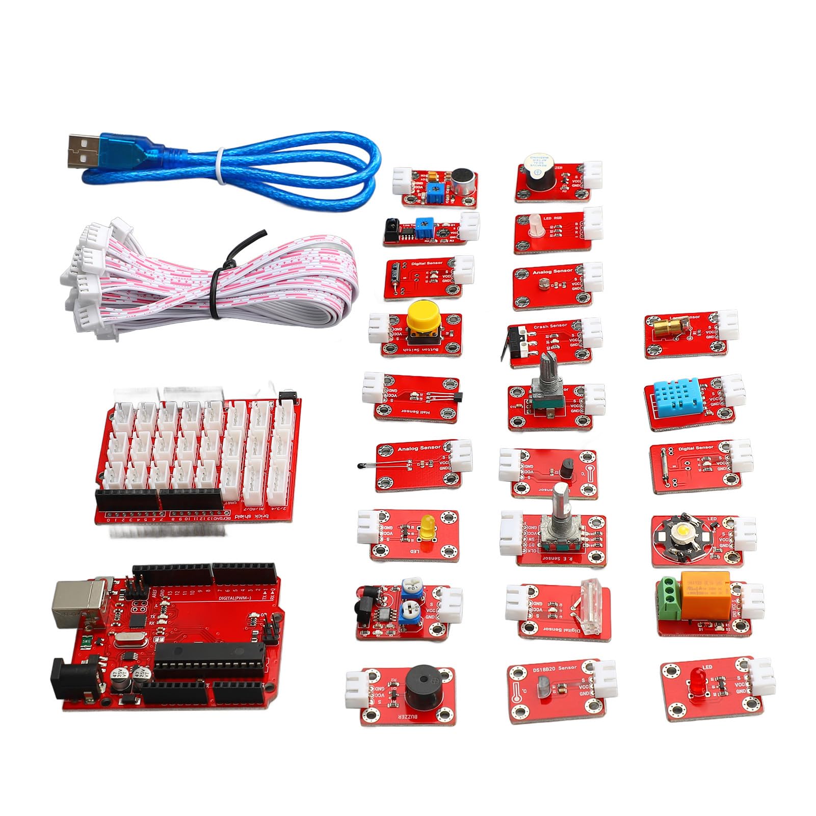 Kit di Programmazione per Principianti, Kit di Apprendimento per Scheda di Sviluppo Sensori di Programmazione Grafica in Plastica ABS per Principianti Adatti, Stazioni di Saldatura