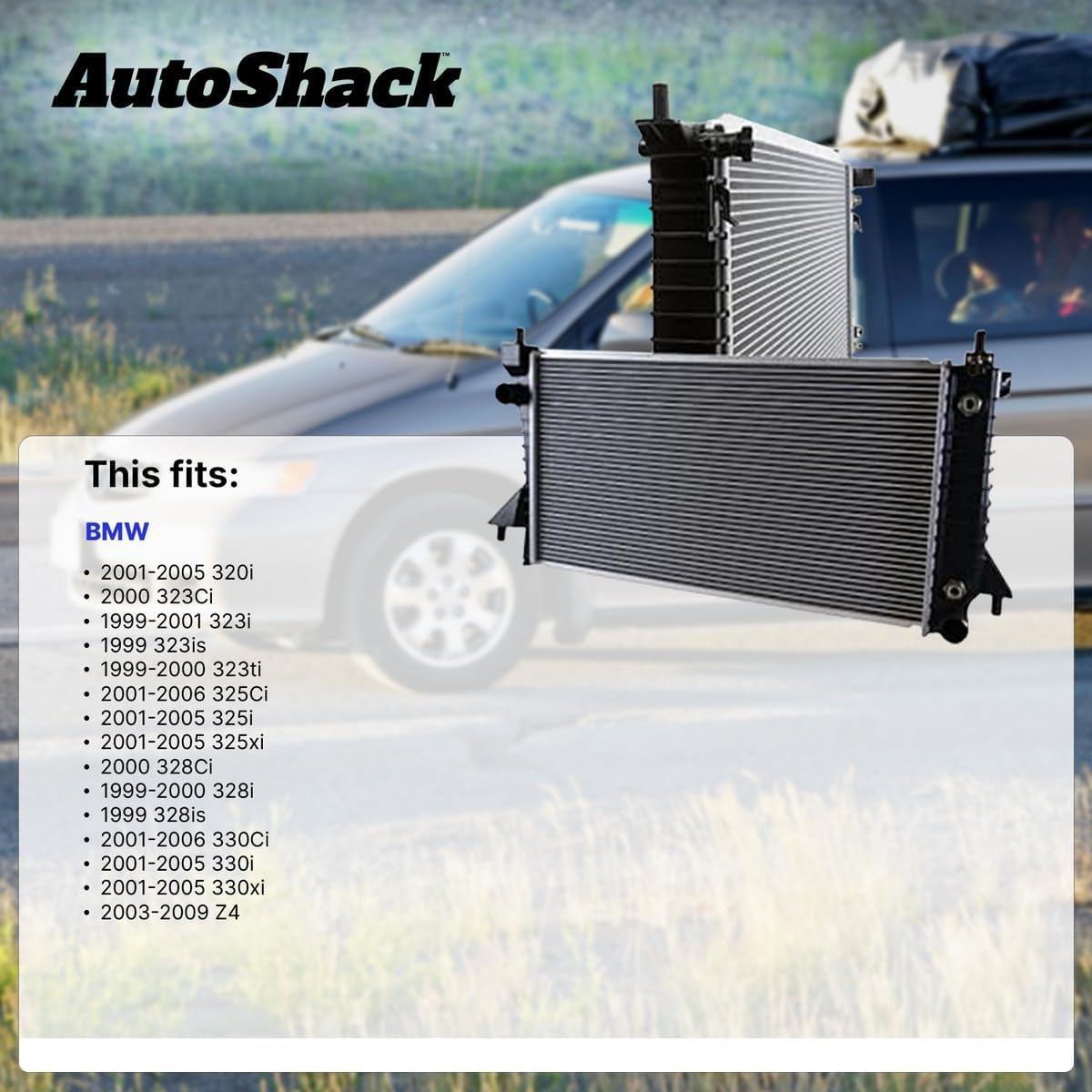 AutoShack Radiator Replacement for 2003-2009 BMW Z4 2001-2006 BMW 325Ci 1-PC