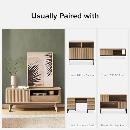 Miniatura 32 de mopio Brooklyn Mid-Century - Soporte de TV moderno para televisores de hasta 50 / 59 pulgadas, panel de forma de onda de 50 a 59 pulgadas, perfil