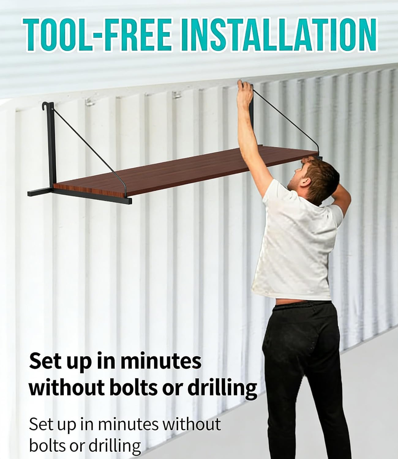 4-Pack Shipping Container Shelf Brackets, 2026 New Heavy Duty Shipping Container Brackets, Cargo Shelves in Trailers & Storage Units, Easy Assembly, Black