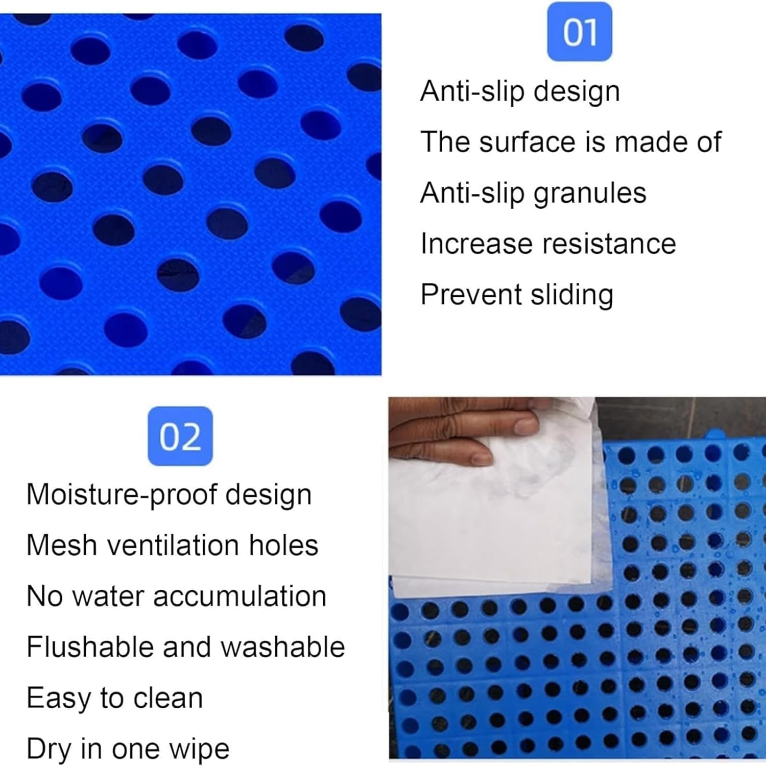 Durable Storage Plastic Pallet, 4 Pcs Breathable Plastic Grid Waterproof Pad, Moisture Ventilation Article Racks, Nestable Floor Pallets for Garages,Round Hole,11.8 * 23.6 * 1.18 in