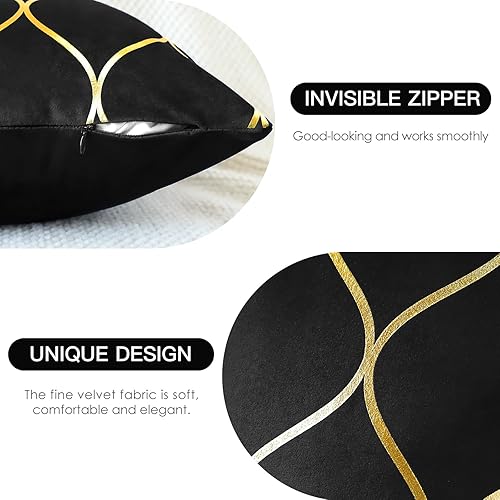 Miniatura 5 de OTOSTAR Juego de 4 fundas de almohada decorativas doradas de 18 x 18 pulgadas, fundas de almohada cuadradas de terciopelo suave, fundas de cojín