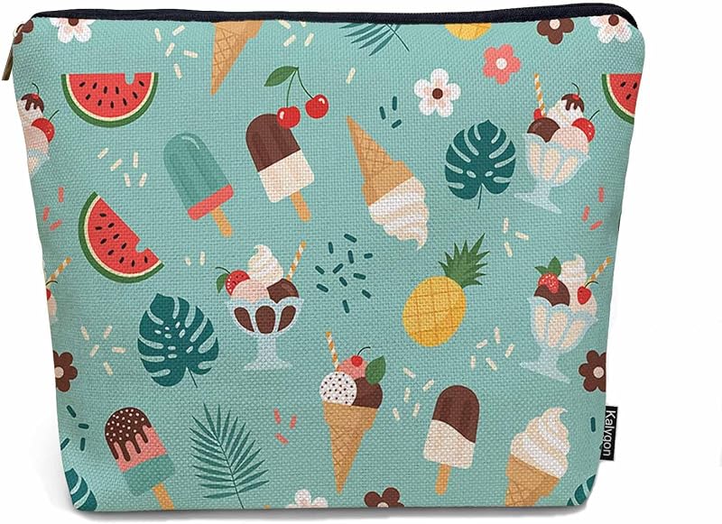 Necessaire Kalygon Sweet Desserts em linho com zíper, 20,07 cm x 17,78 cm x 0,51 cm