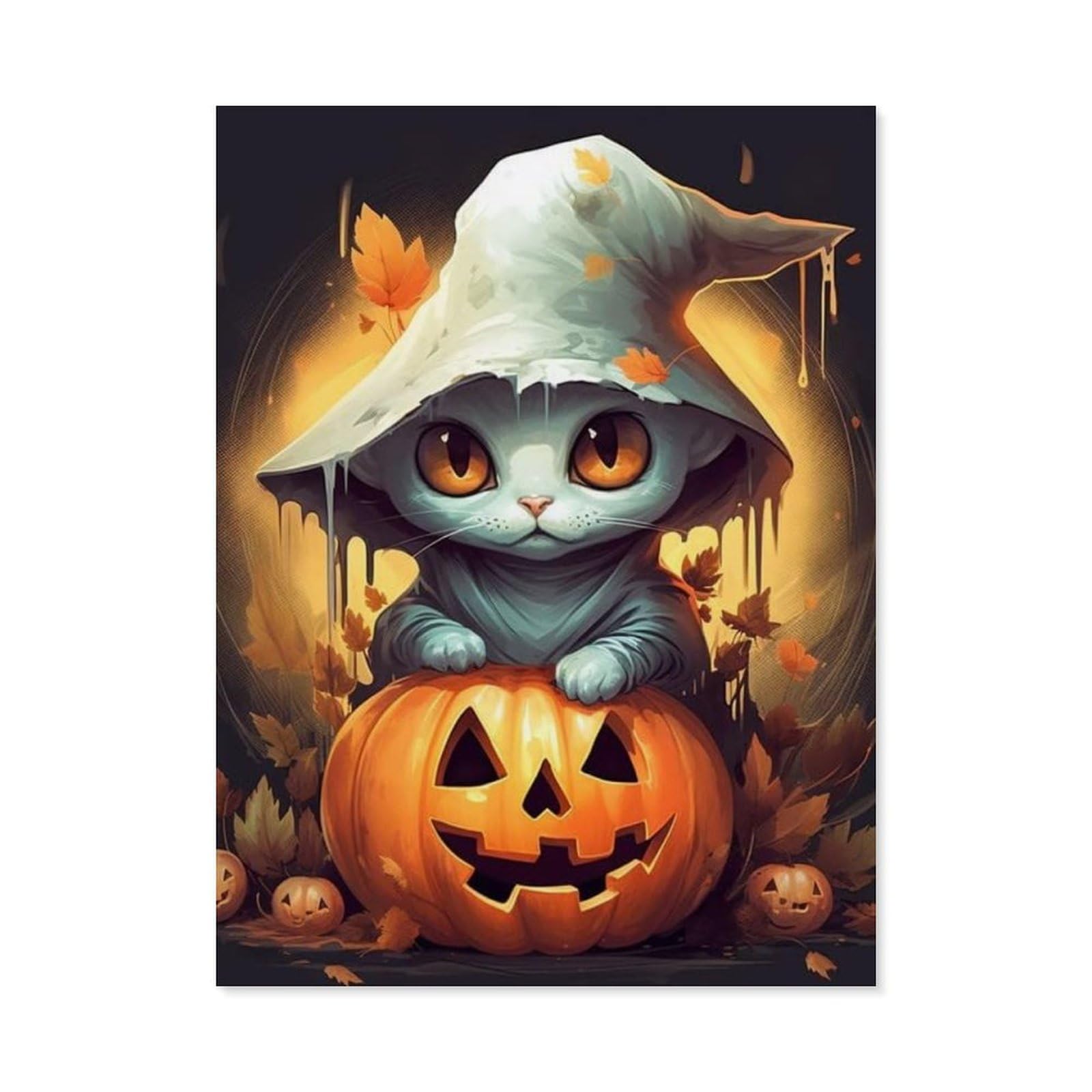 Paint by Numbers for Adults，Halloween ghost, pumpkin，DIY Paint by Numbers Kits for Adults Kids on Canvas with Brushes and Acrylic Pigment Oil Painting Kits Home Decor Gift(20x30cm)7.8x11.8 inches-C77