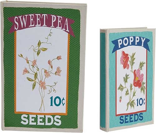 Miniatura 4 de Creative Co-Op Cajas decorativas de lona dura para guardar libros, juego de 2 estilos, multicolor