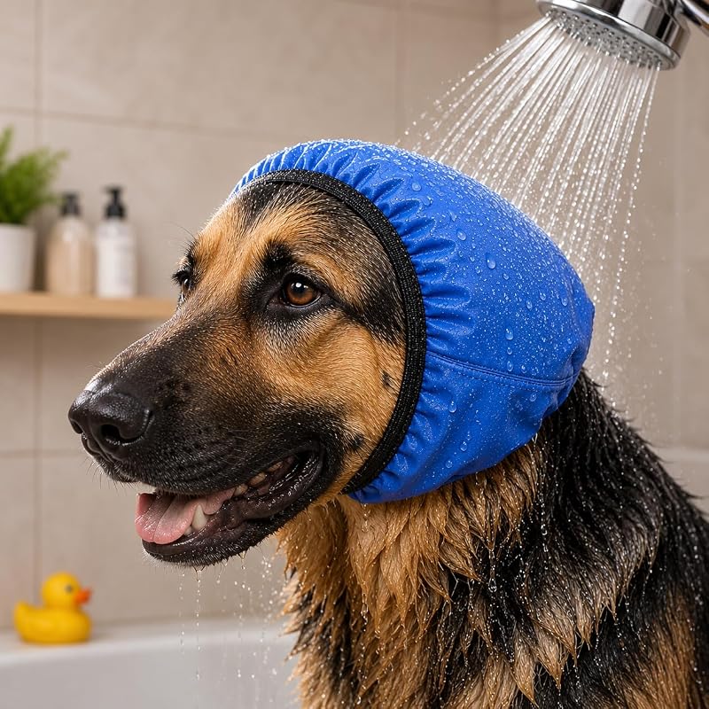Protetor de orelhas para cães em tecido elástico impermeável VueSparkWo Blue