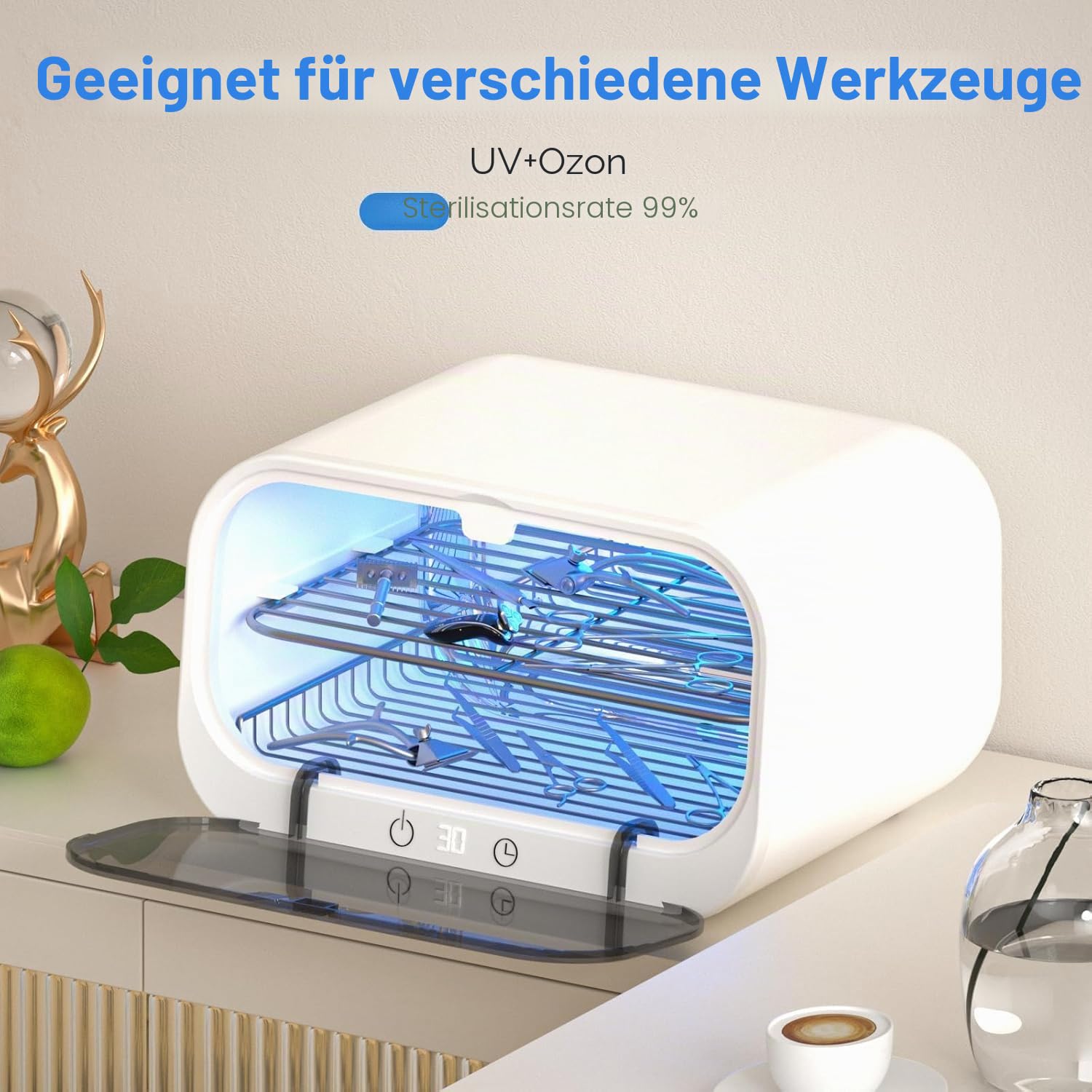 Sterilisator für Instrumente, 12L Doppelschicht UV Sterilisator für Nagel Werkzeuge, Großer Multi-functional Sterilizer, Heißluftsterilisator für den Hausgebrauch, Friseure, Schönheitssalons und Spas