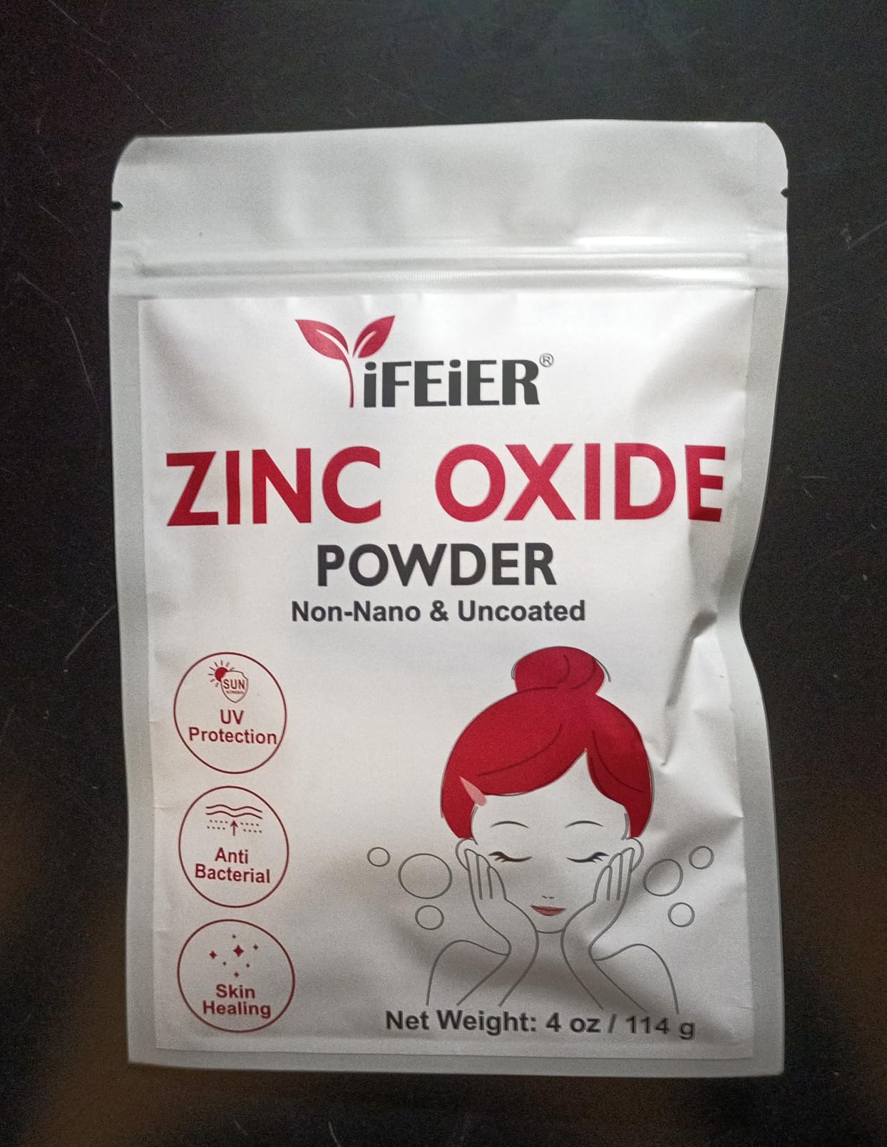 iFEiER Zinc Oxide Powder | 4oz (114g) 100% Pure Non Nano Uncoted Zinc Oxide Powder for Skin Protection | Cosmetics Grade Ideal for DIY Sunscreen, Lotion, Deodorant, and Skincare