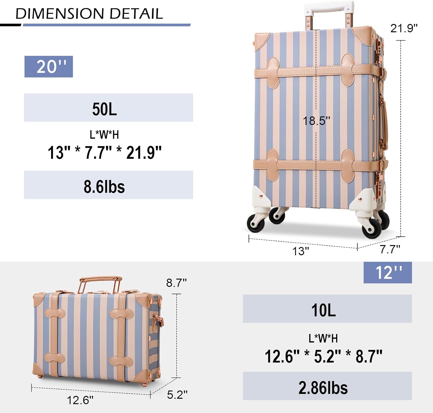 Apelila 2 Piece Luggage Set with Nesting Design, Expandable Vintage Suitcase with Silent Spinner Wheels, Zipperless TSA Lock & Faux Leather, Lightweight Carry On Set for Men and Women