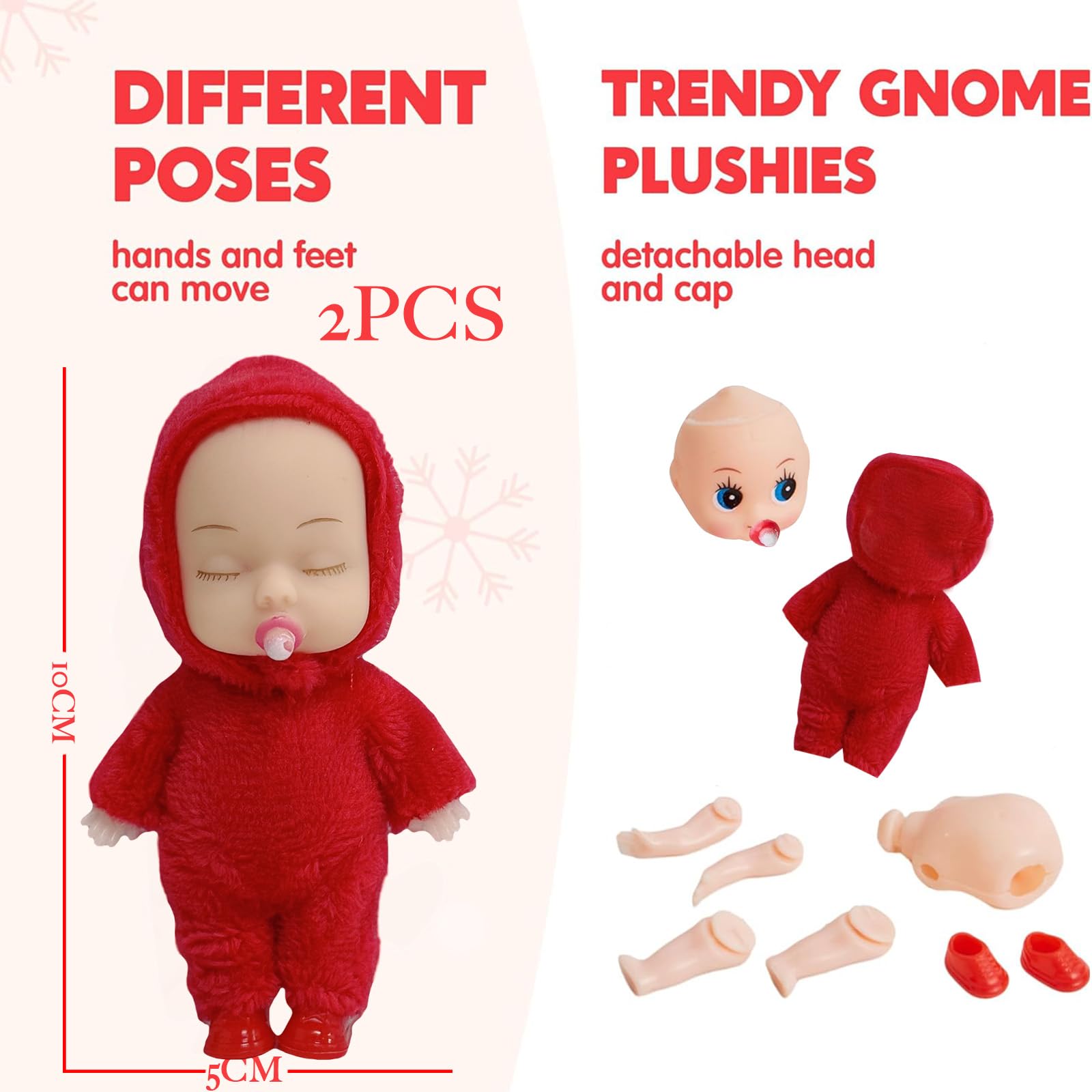 2pcs Christmas Elf Baby Mini Dolls,Christmas Baby Elves Twins Cute Little Elfs,Naughty Tiny Baby Elf Doll Novelty Toys Christmas Tradition Small Dolls for Girls Boys Kids Gift Xmas Stocking Stuffers - Image 2
