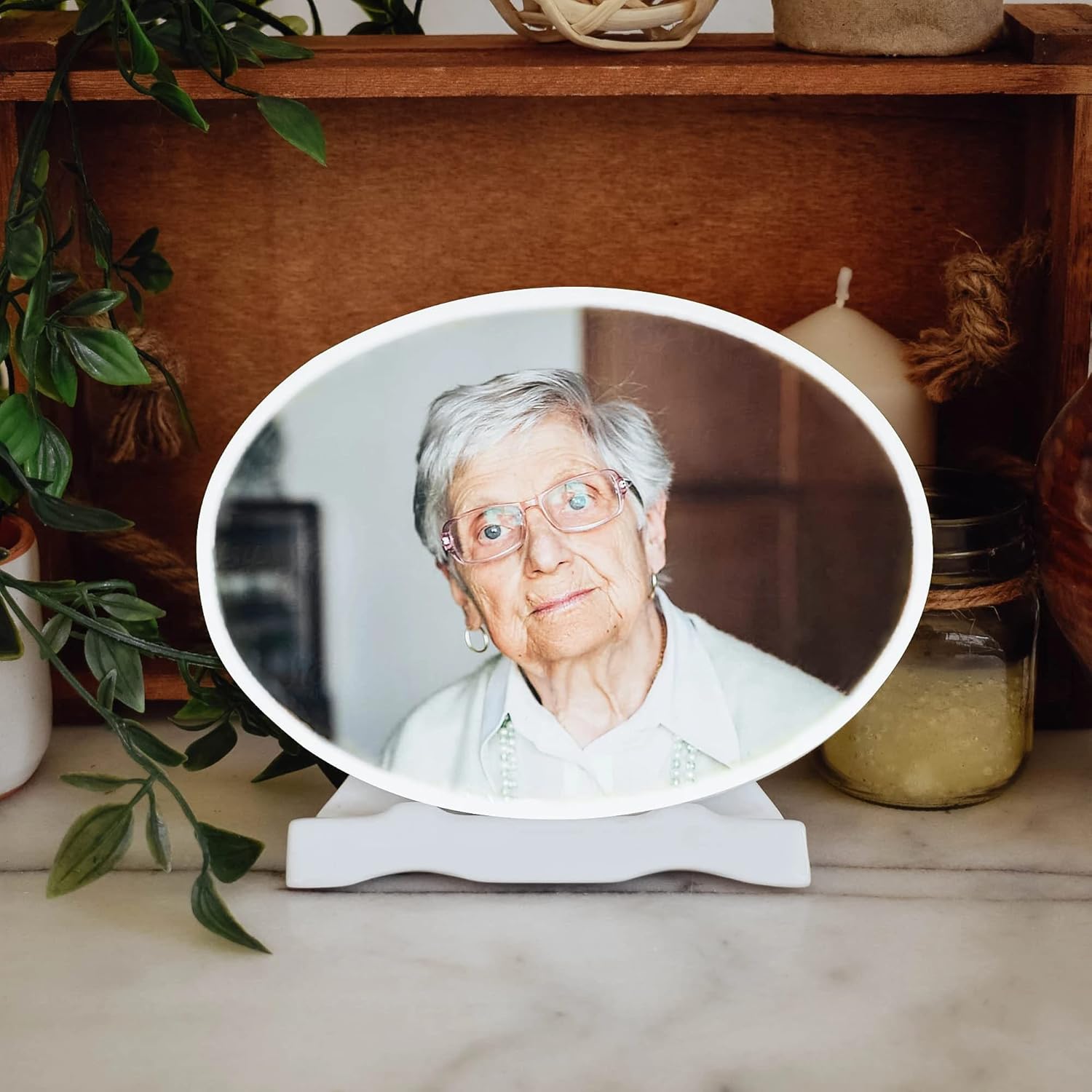 Ceramic Porcelain Oval Plaque for Headstone - Memorial Ceramic Photo (5.12″ x 7.09″ (13cm x 18cm))