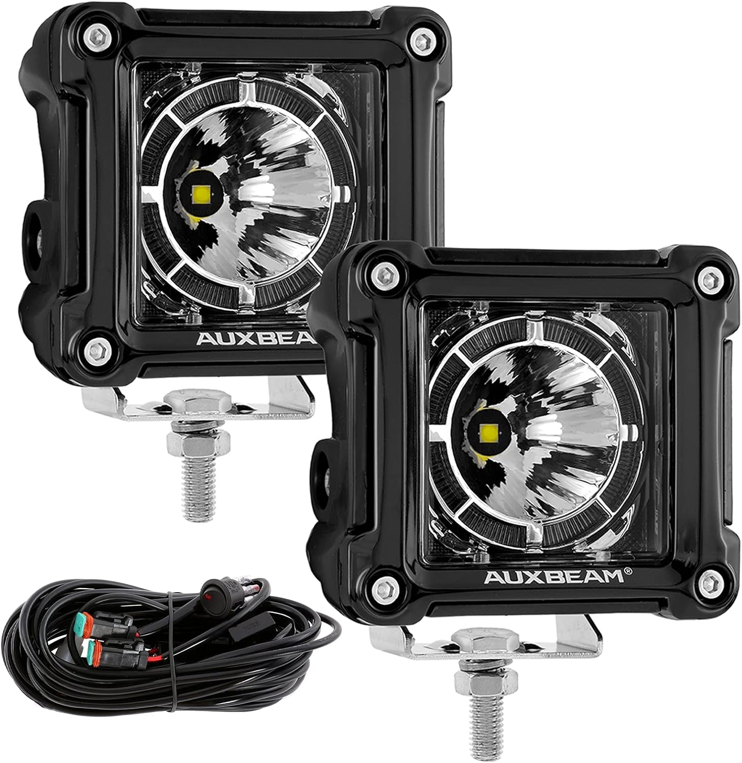 Auxbeam 3 Inch 20W LED Pod Lights with DRL 2 Modes Light Bar Cube Lights Offroad Spot Lights