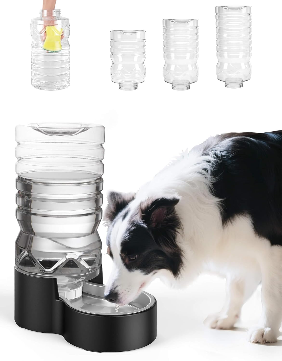 2.1 Gallon Automatic Dog Water Dispenser?Wide Mouth for Easy Hand-in Cleaning??Removable Stainless Steel Bowl?, Gravity Refilling Large Capacity for Cats and Dogs, Multi-Pet Homes 8L