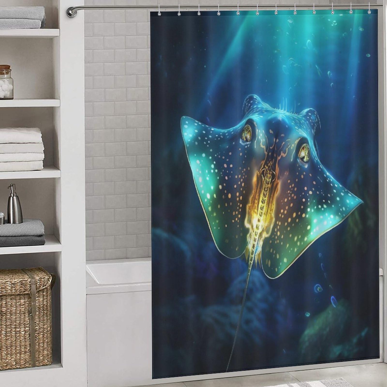 Rideau de douche imperméable MFourmia pour stopper l'eau au sol de la salle de bain 152x183