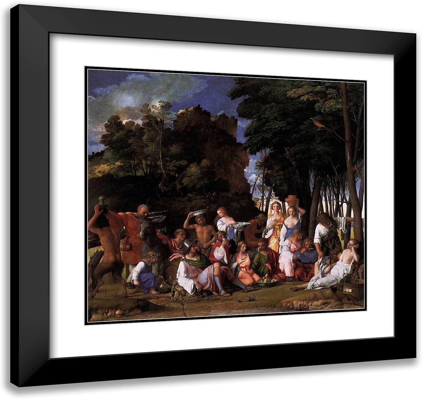 ArtDirect Bellini, Giovanni 21x20 Gold Ornate Framed Art Print with Double Matting Titled: The Feast of the Gods