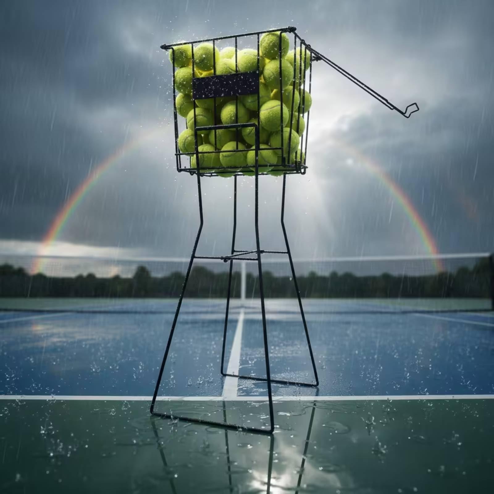 Carrello da Tennis Raccoglipalline Carrello Raccolta Cestino Portapalline Organizer in Rete di Design Portatile E Raccolta Rapida Capacità 72 Palline