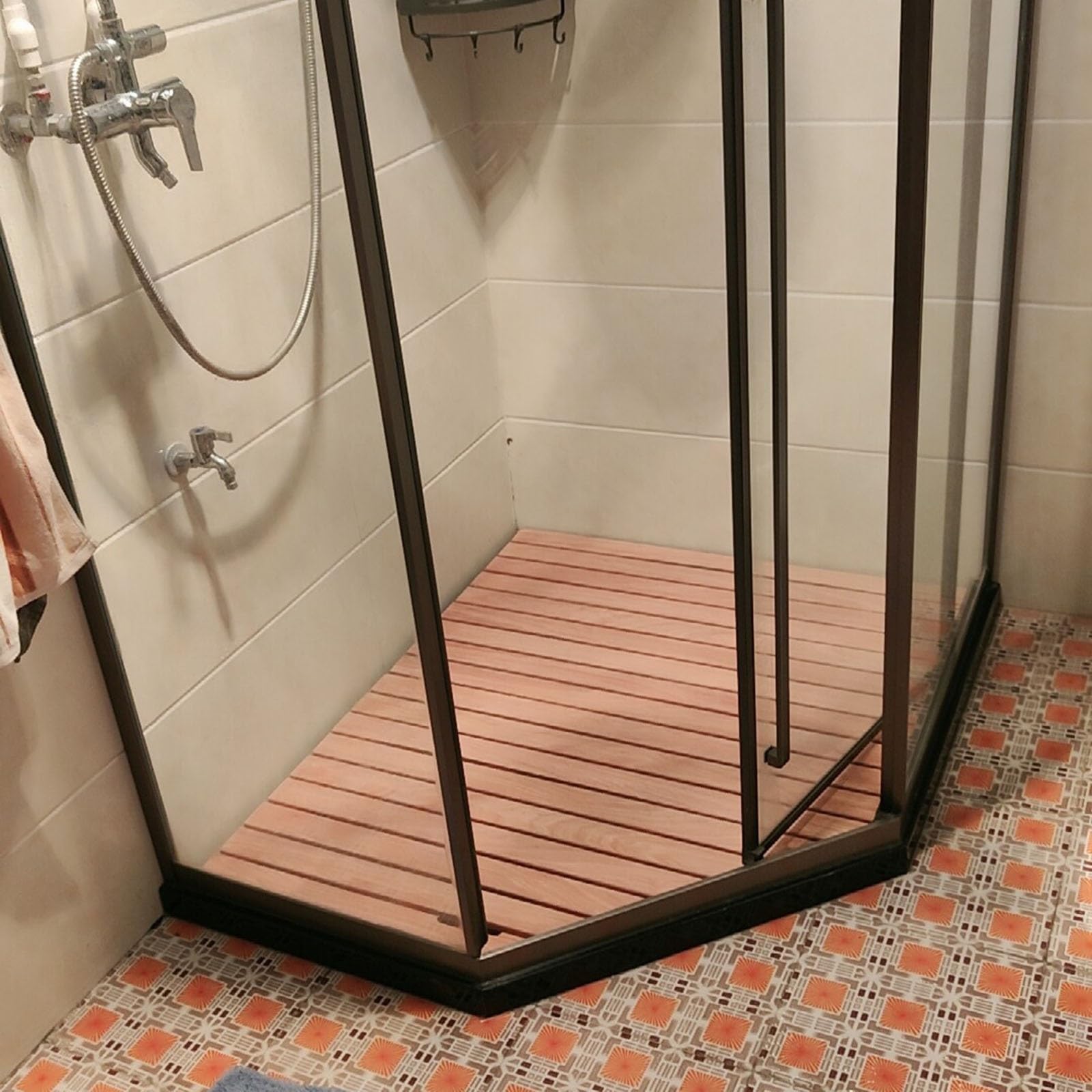 tarima Ducha 30 50 70 90 110 120 Cm De Longitud Alfombrilla De Baño De Madera, Alfombrilla De Ducha Personalizable con Almohadilla Ducha Antideslizante