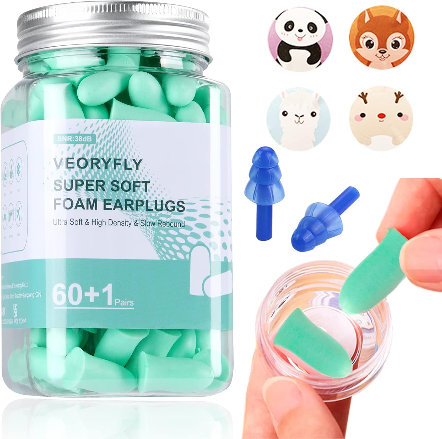 VeoryFly Ear Plugs for Sleeping, Soft Foam Ear Plugs 61 Pairs, Sleep