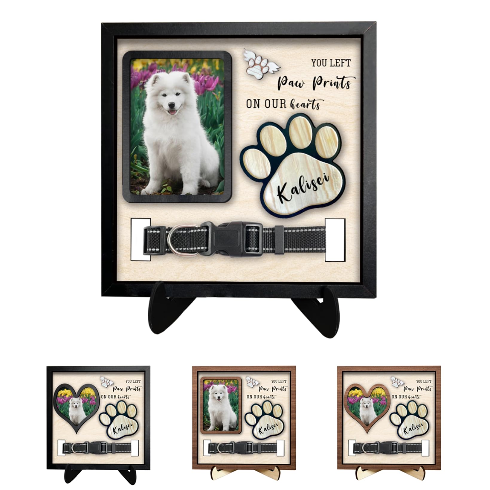 Personalized Pet Photo Name Picture Frame You Left Paw Prints on Our Heart Pet Loss Sign Dog Sympathy Gifts Sentimental Quote Keepsake Picture Frame for Family Dog Lover