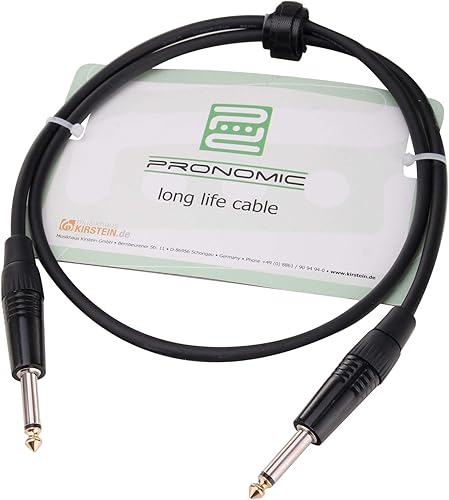 Pronomic Stage INST-0 5 Instrumentenkabel 0 5m  6 3 Klinke  Verbindungskabel  Gitarre  vergoldete Steckerspitzen  Spannzangen-Zugentlastung  schwarz