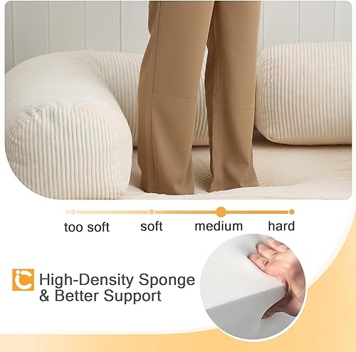 Miniatura 8 de COMAX - Sofá cama 4 en 1, sofá cama convertible plegable con reposabrazos en forma de L, funda extraíble, cama de invitados, colchón plegable que