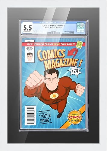 Miniatura 10 de Poster Palooza Marco de cómic con paspartú para 2 cómics CGC, CBCS o PGX Graded Comics – Marco de cómic negro para cómics de 8.125 x 13 pulgadas