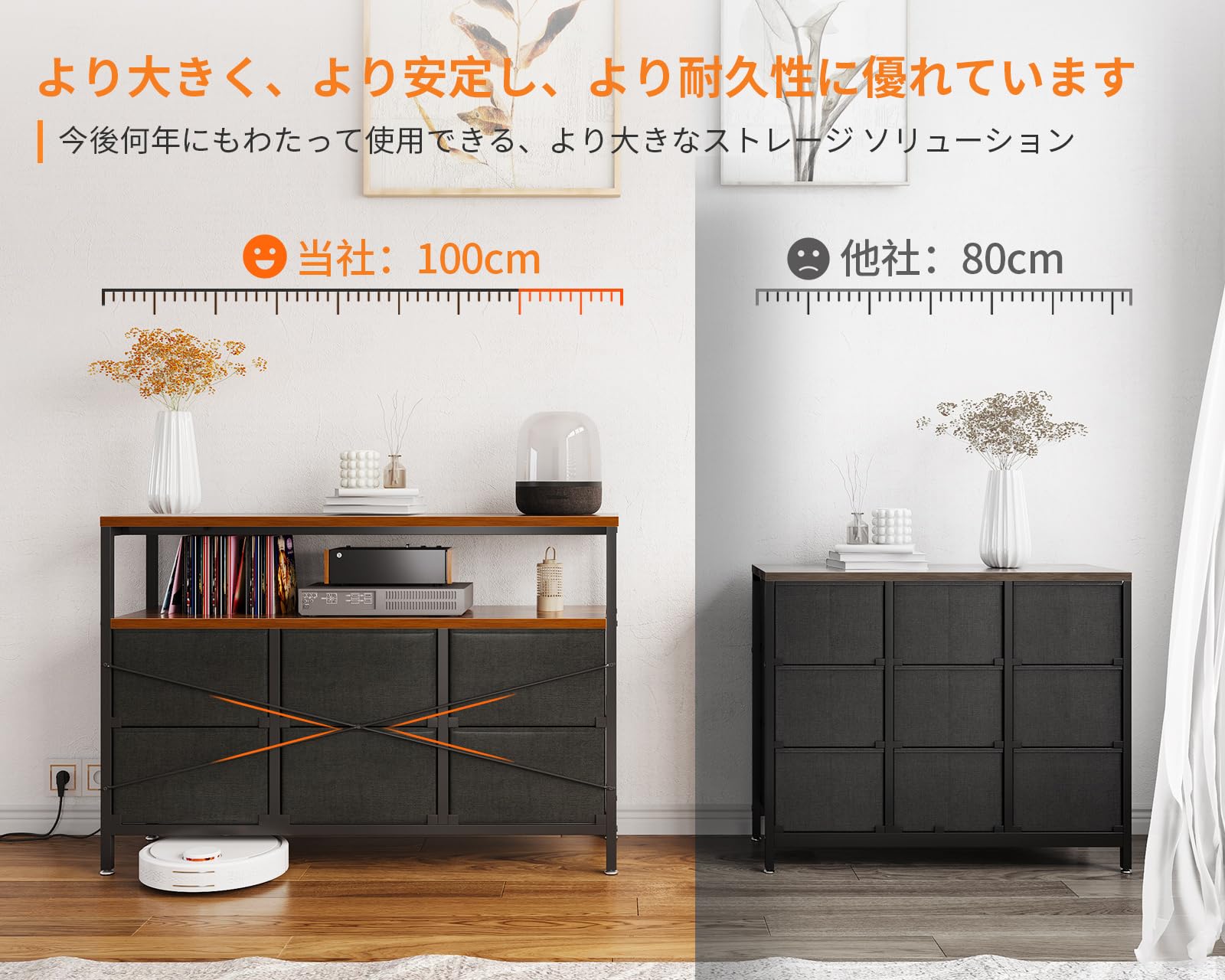 Amazon｜AODK チェスト タンス 収納ケース 布製 木製天板付き 衣類収納