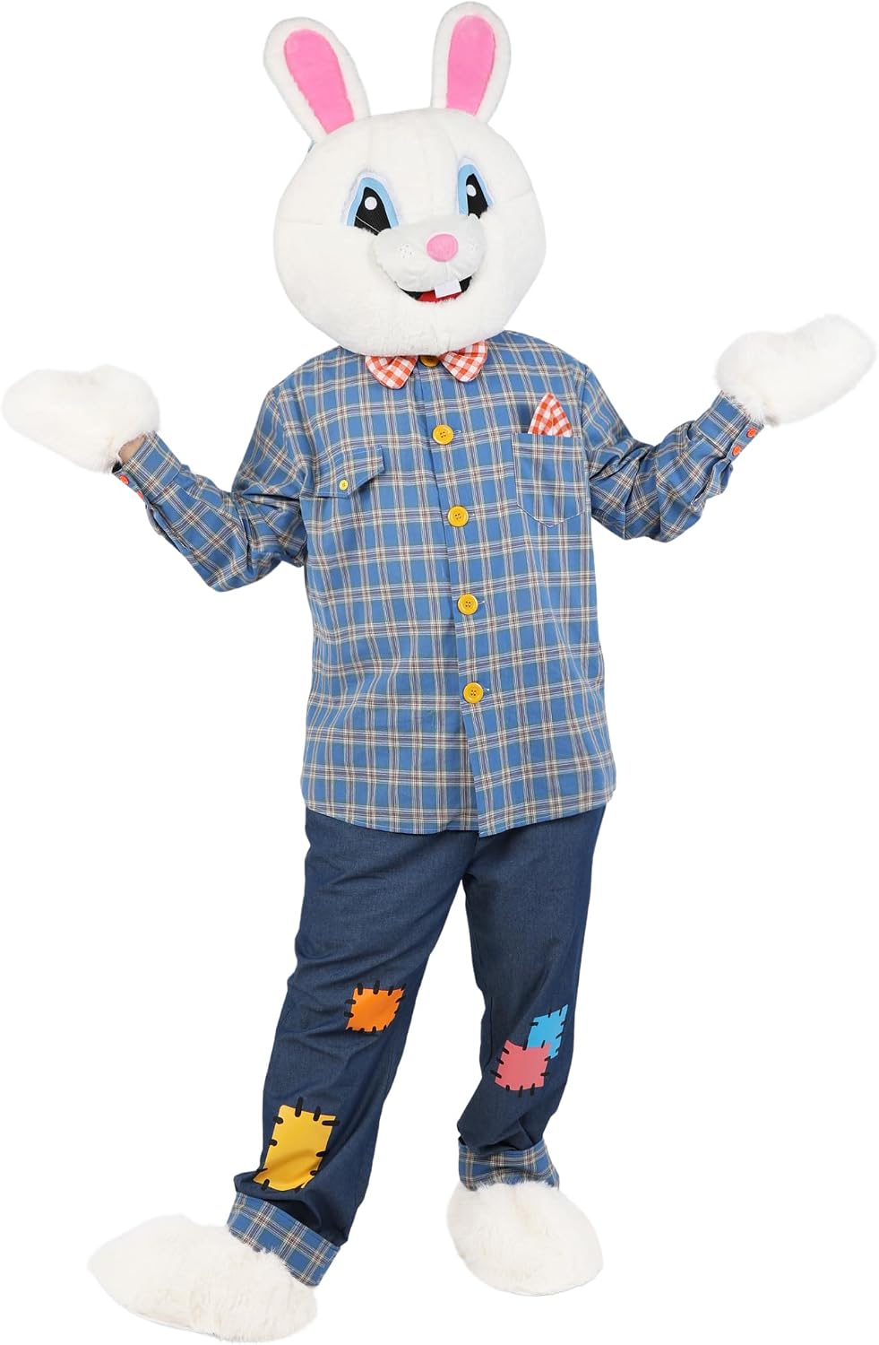 7 Pcs Easter Bunny Costume Adult Rabbit Suit Costume For Men with Headcover Fancy Dress Outfit for Easter Holiday
