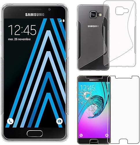 ebestStar Compatibile Cover Samsung 2016 Galaxy SM-A310F Custodia Protezione S-Line Design Silicone Morbida Sottile  Trasparente  Pellicola Vetro Temperato  Apparecchio  134 5x65 2x7 3mm 4 7  