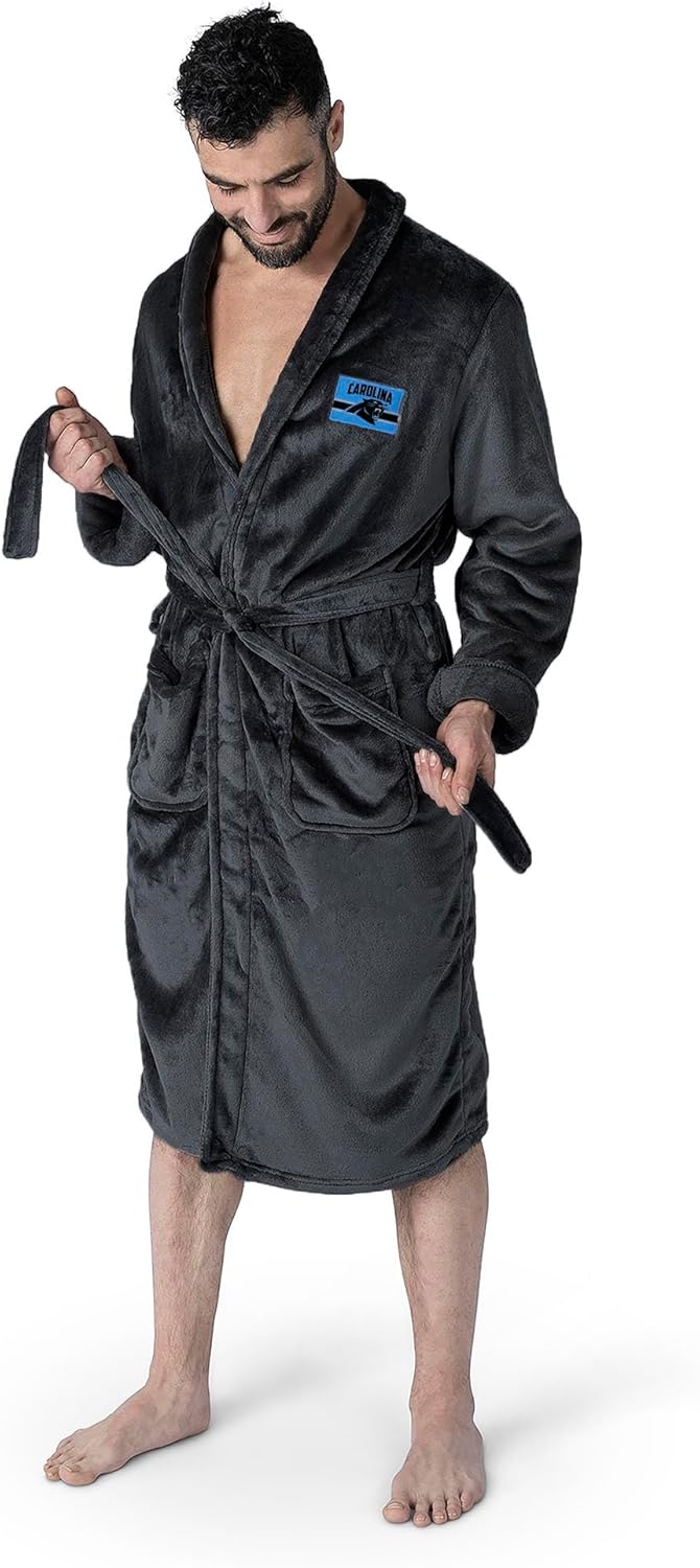 Northwest NFL Carolina Panthers Silk Touch Bath Robe, Large/X-Large, Rollout Black