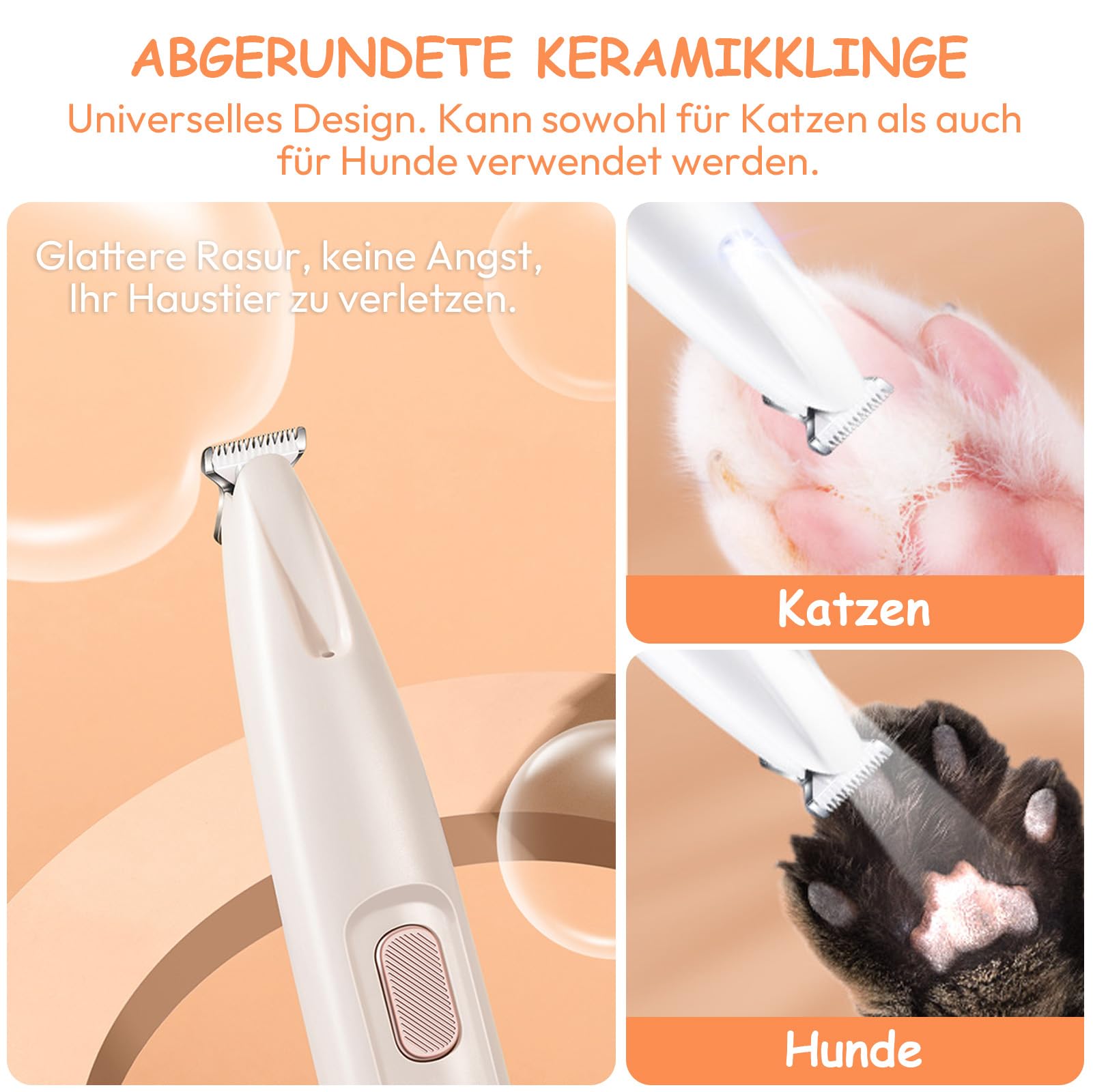 Tondeuse Patte Chien Entre Coussinets, Tondeuse Coussinet Chien pour Chiens Chat et Autres Animaux, Tondeuse Chien avec LED, Rechargeable par USB, pour Pattes, Yeux, Oreilles, Visage, Croupe