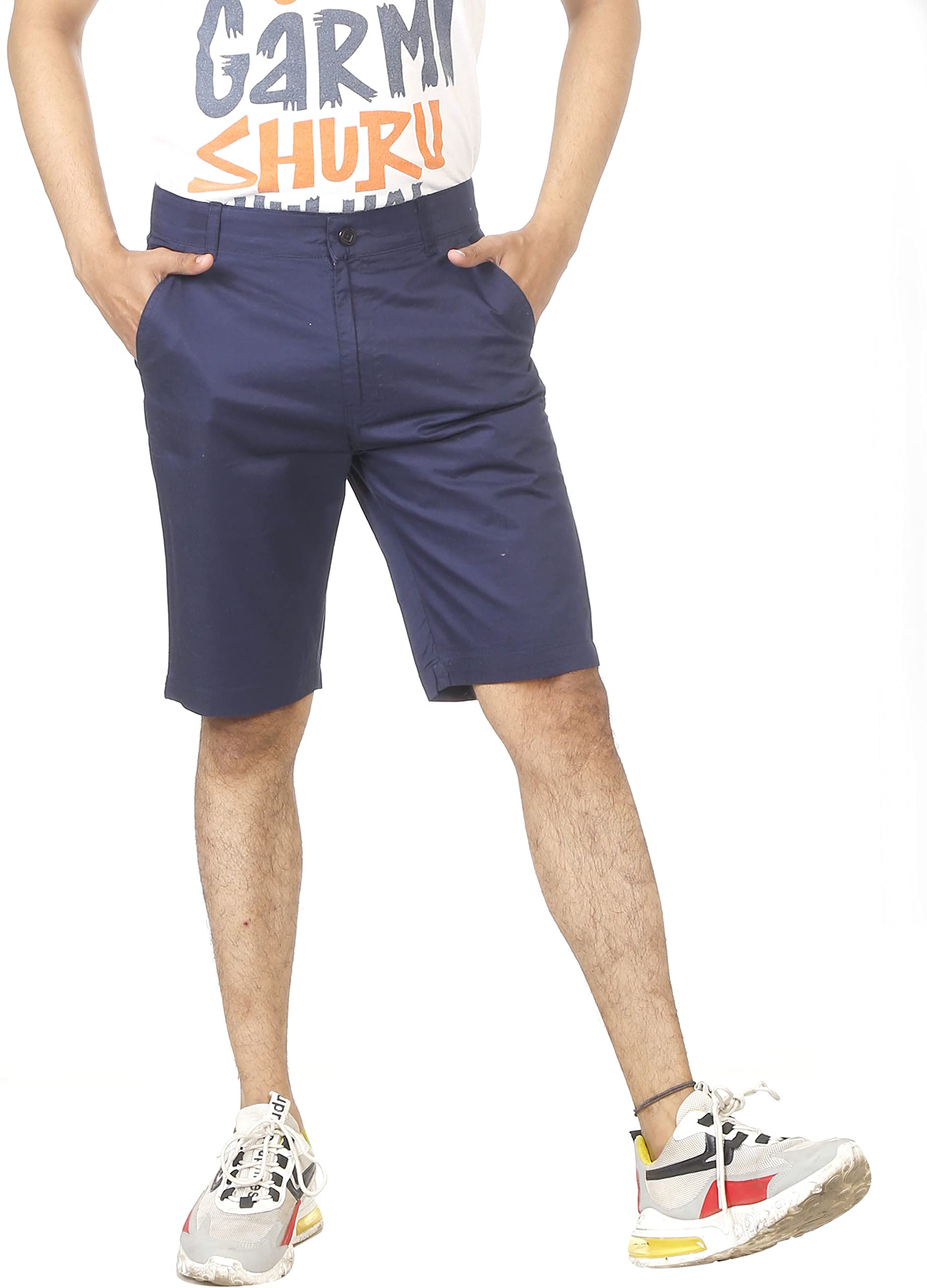 Men Casual Pure Cotton Chino Shorts -| Dark Blue |-image-16