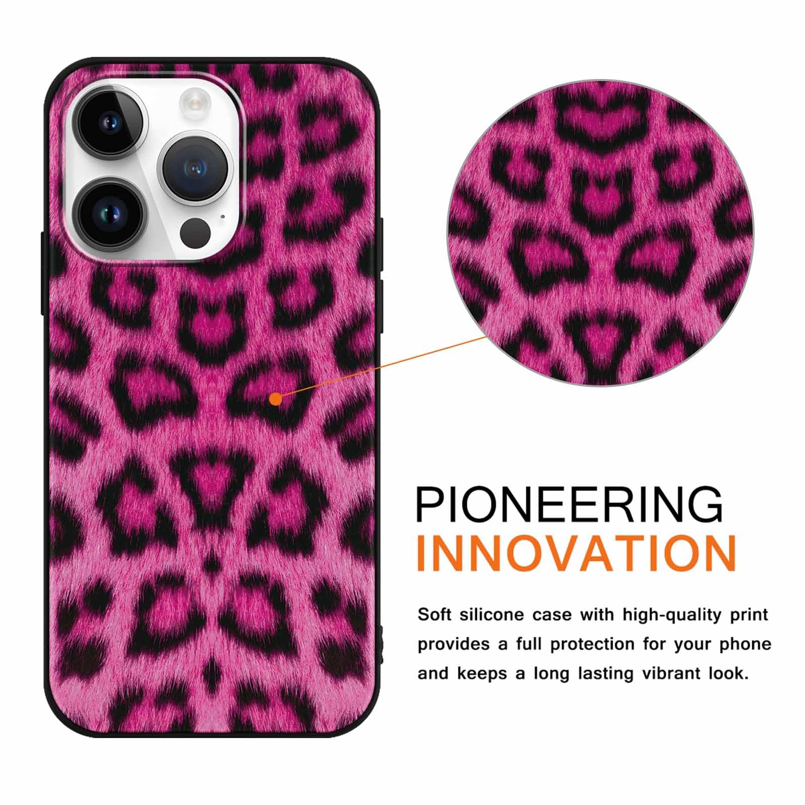 Yoedge 2 × Cover per iPhone 14 Pro 6,1" - Custodia Leopardato Marrone per Telefono Aesthetic Disegni, Rosa Leopardo Custodie Protettiva per Cellulare TPU Silicone Antiurto per iPhone 14 Pro case - Vista 3