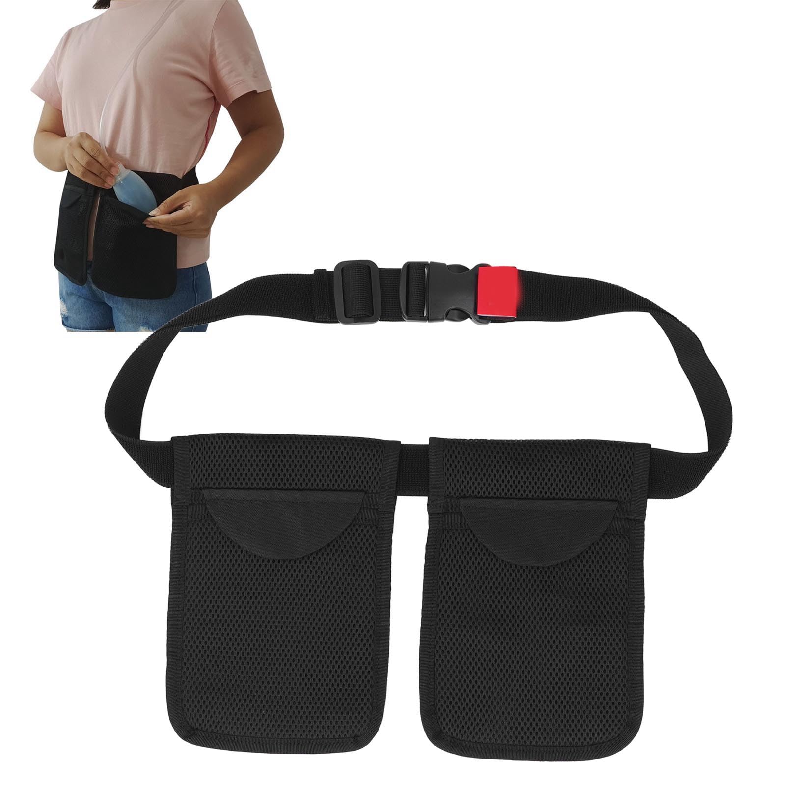 Fyearfly Soporte De Drenaje De Mastectomía, Soporte De Drenaje De Mastectomía Fijación De Presión Negativa Cinturón De Cintura Ajustable Portátil Bolsa De Drenaje De Senos De 2 Bolsillos
