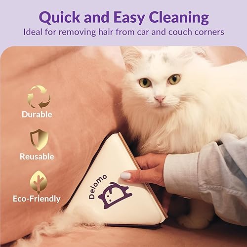 Miniatura 6 de DELOMO Herramienta de depilación de mascotas: removedor de pelo 3 en 1 de gatos y perros, rastrillo de alfombra para múltiples superficies,